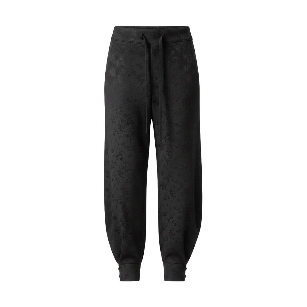 Mayle La Feminine Black Floral 100% Silk Jacquard Asian Harem Pants Women's Sz 2